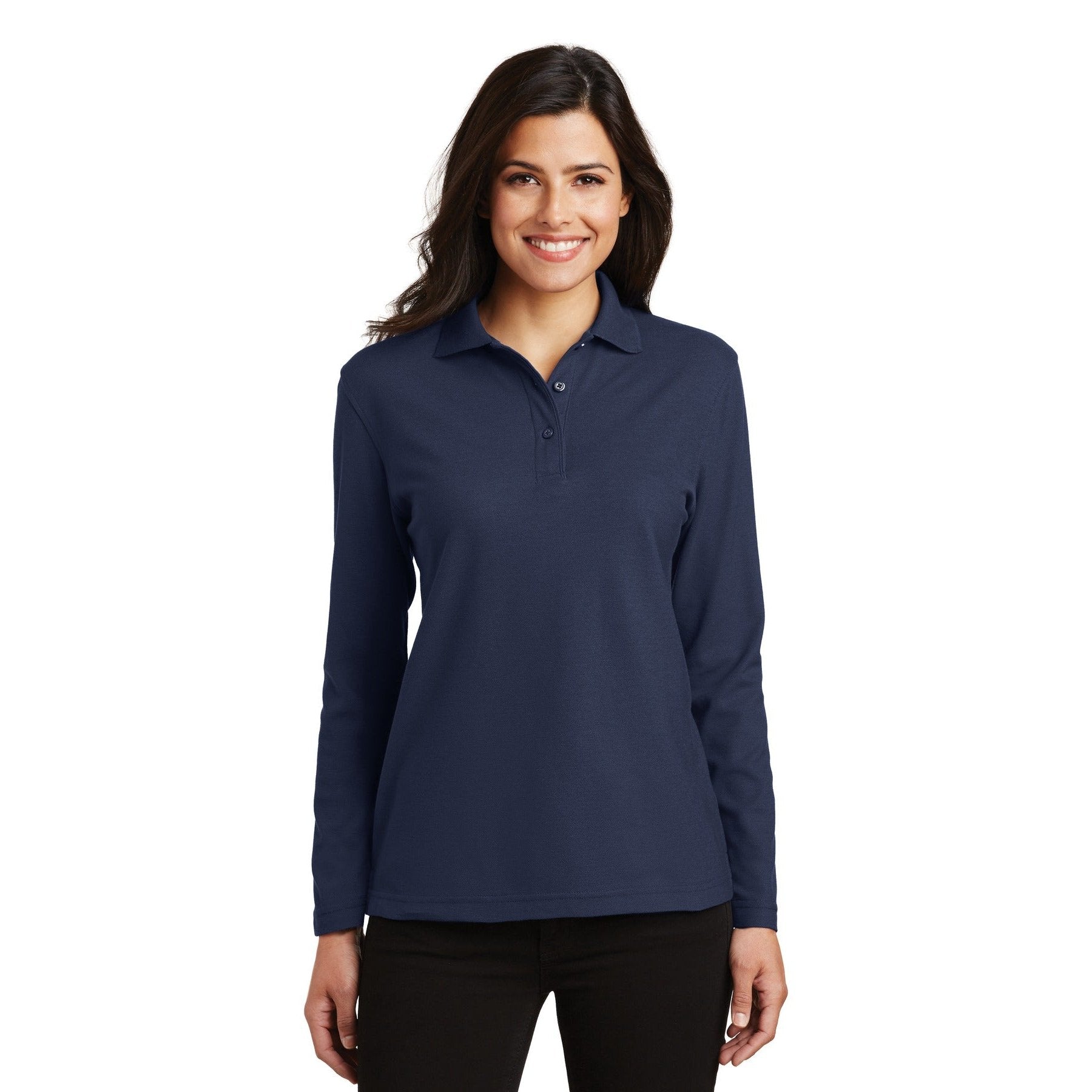 Port Authority-Port Authority® Women's Silk Touch™ Long Sleeve Polo. L500LS-MedTech-4